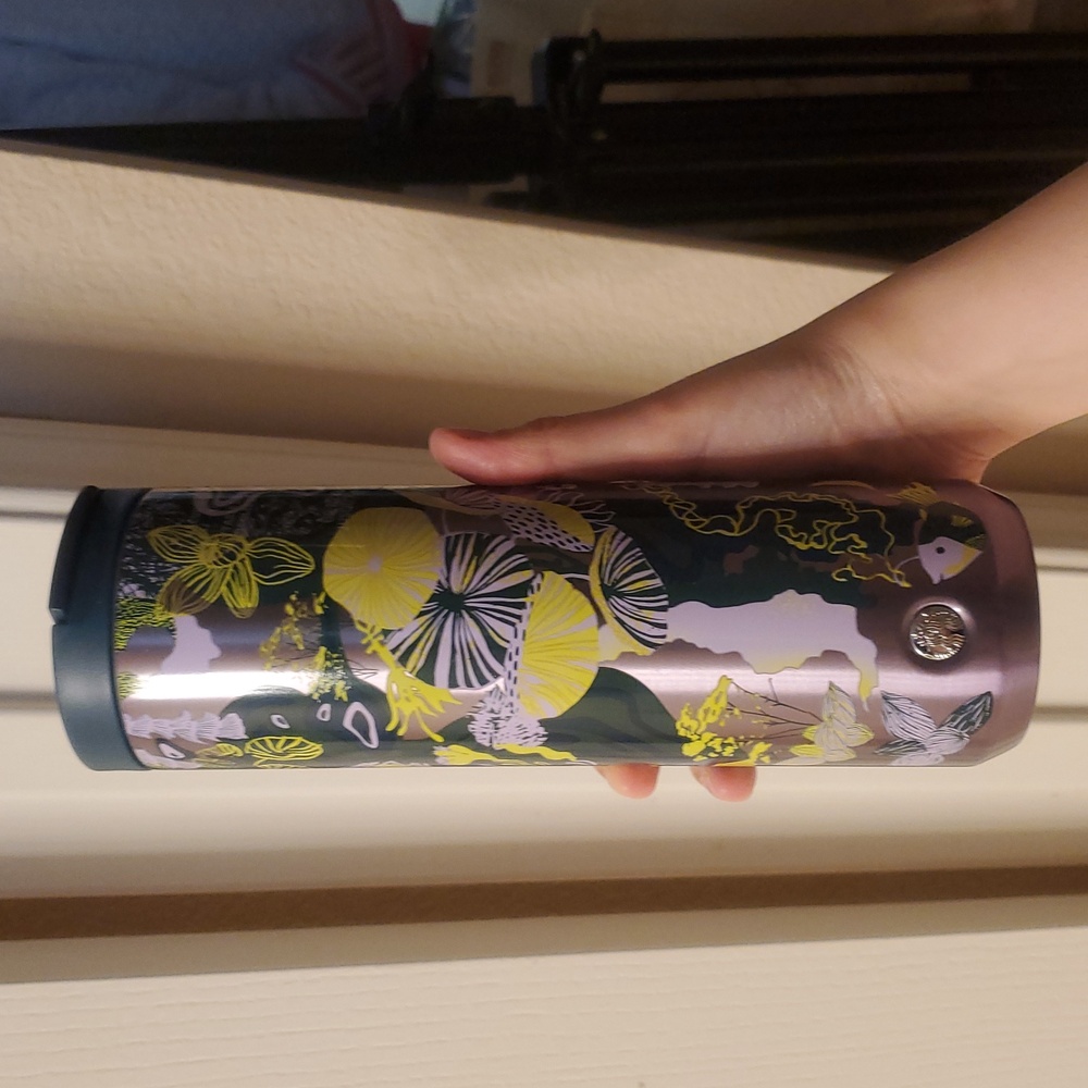 Starbucks Green And Purple Floral Insulated Tumbler